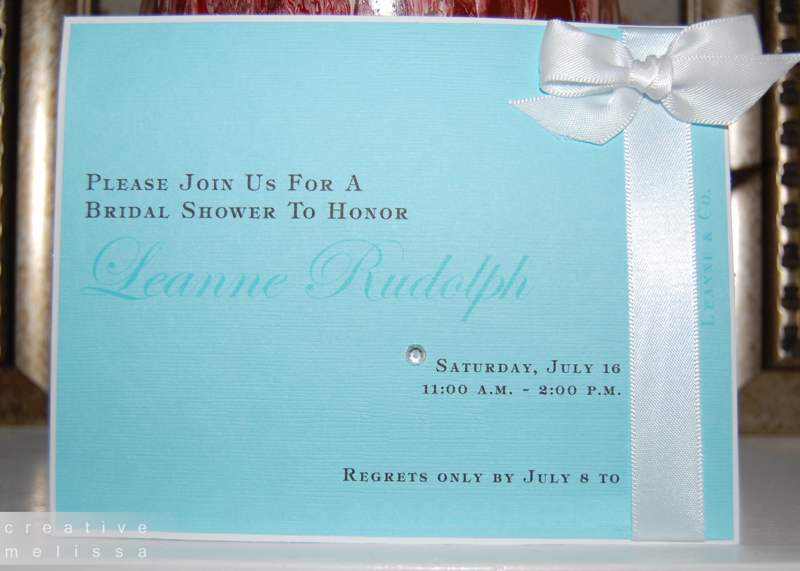 Tiffany bridal shower invitations - Creative Melissa Designs